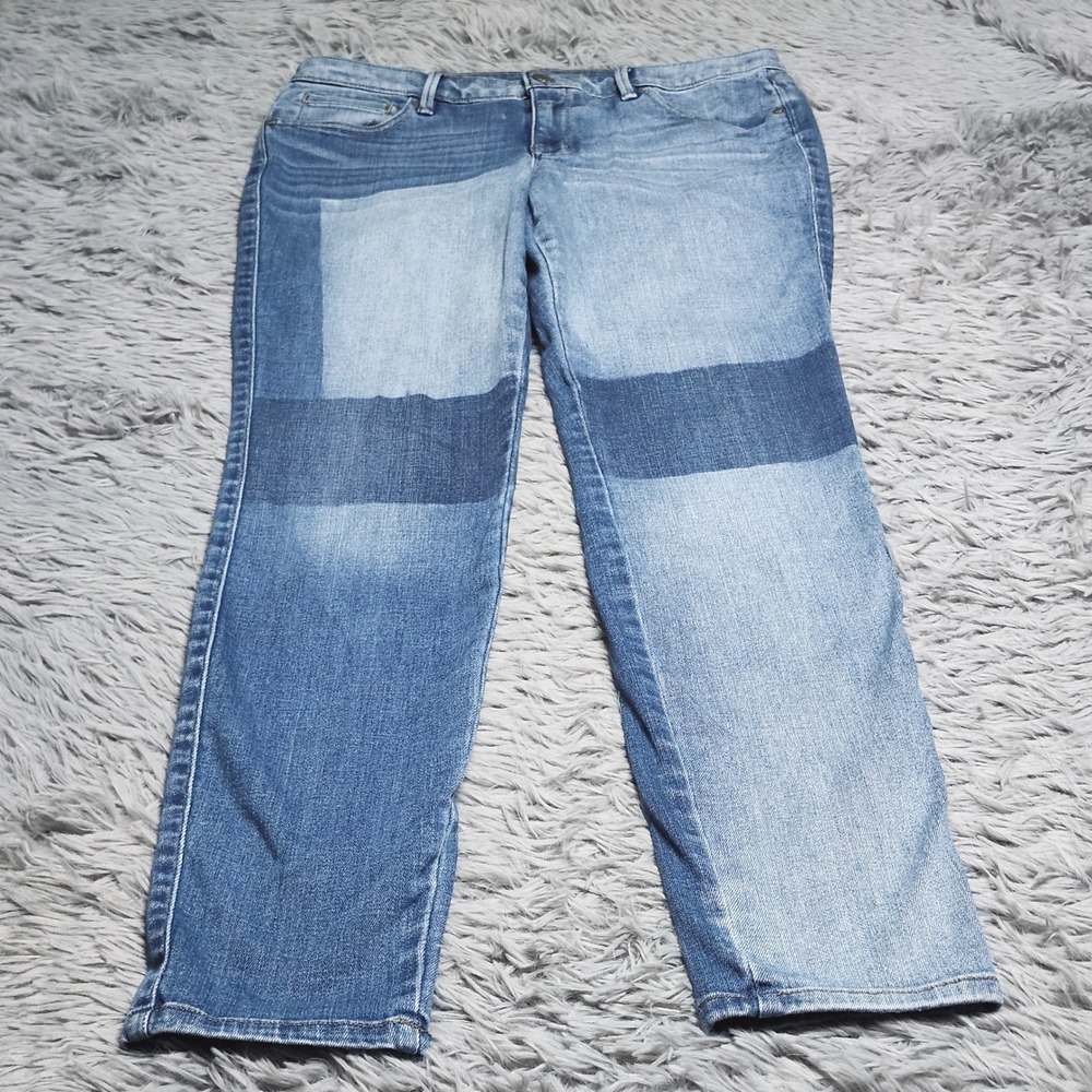 ana Jeans Womens 10 30 30/10 Blue Patchwork Denim Jegging Skinny Stretch a.n.a